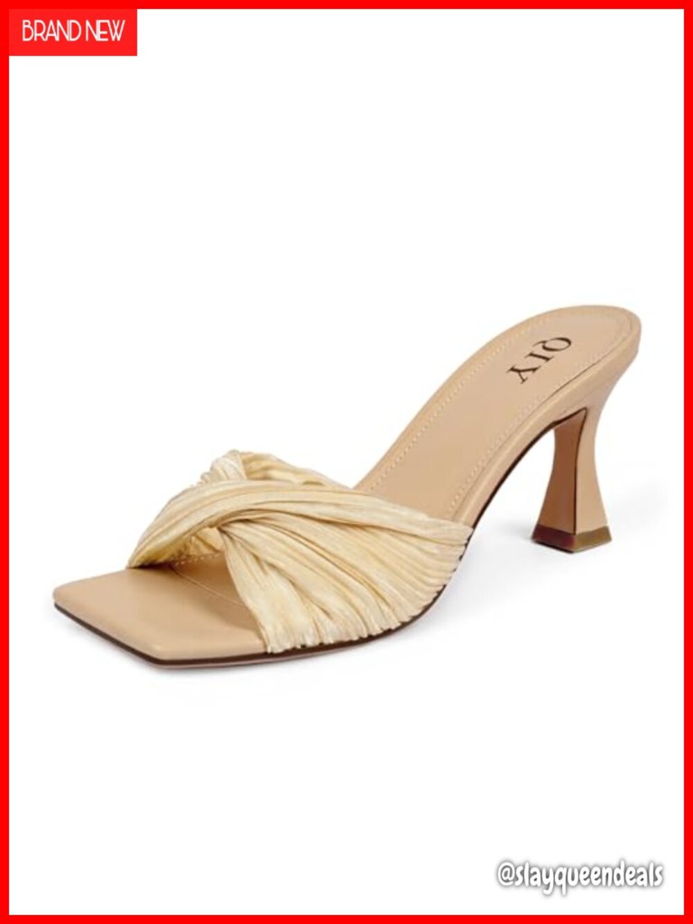 Satin Square Toe Mule Heels Twisted Knot Kitten Heel Women's Sandals